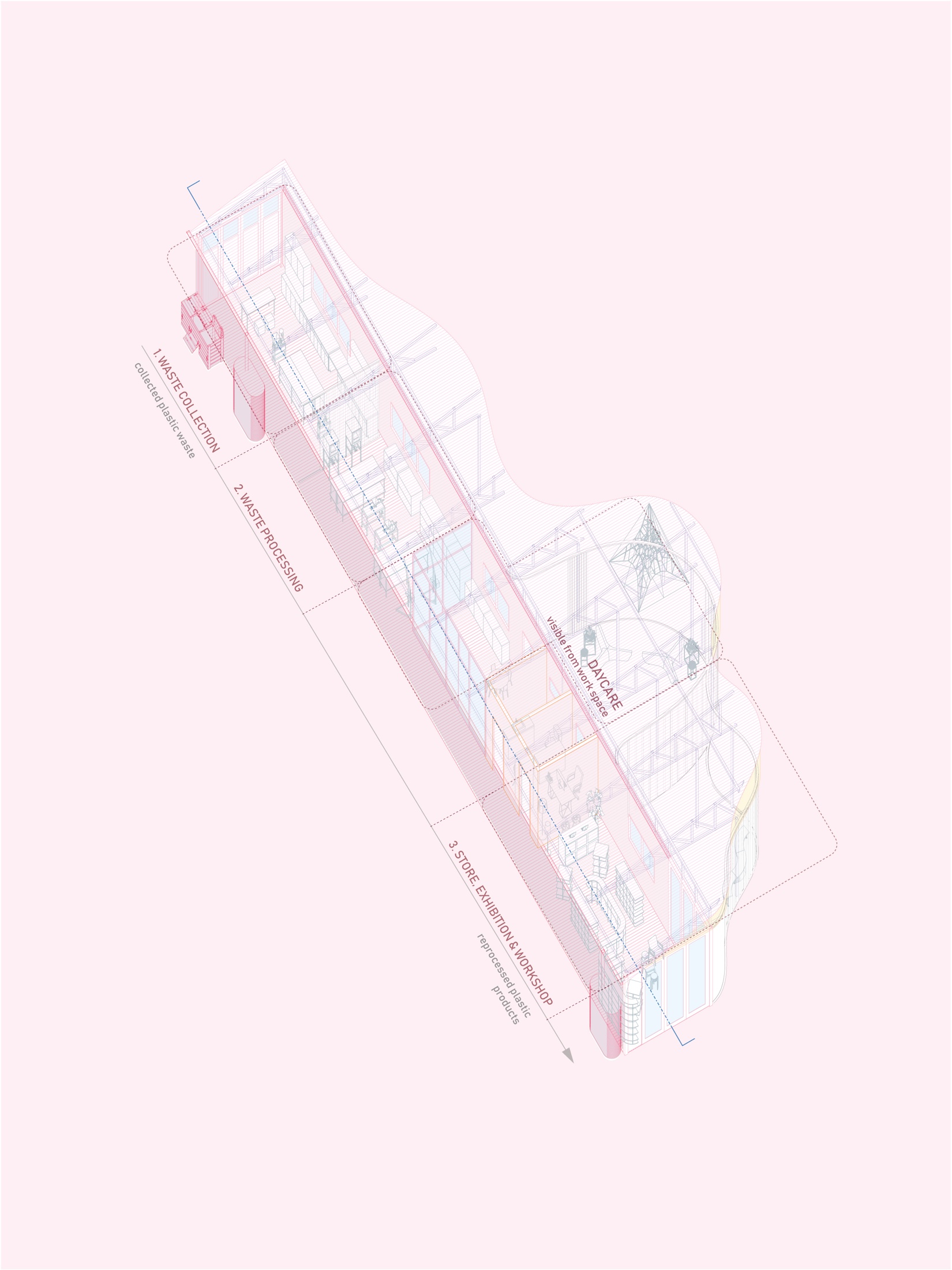 Axonometric drawing of the building